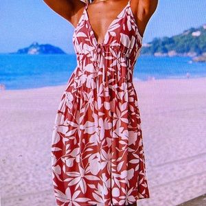 Cupshe Red and White Floral Dress